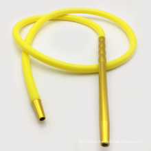 2m Metal Mouthpiece Shape Yellow Silicone Hookah Shisha Hose (ES-HH-016-4)